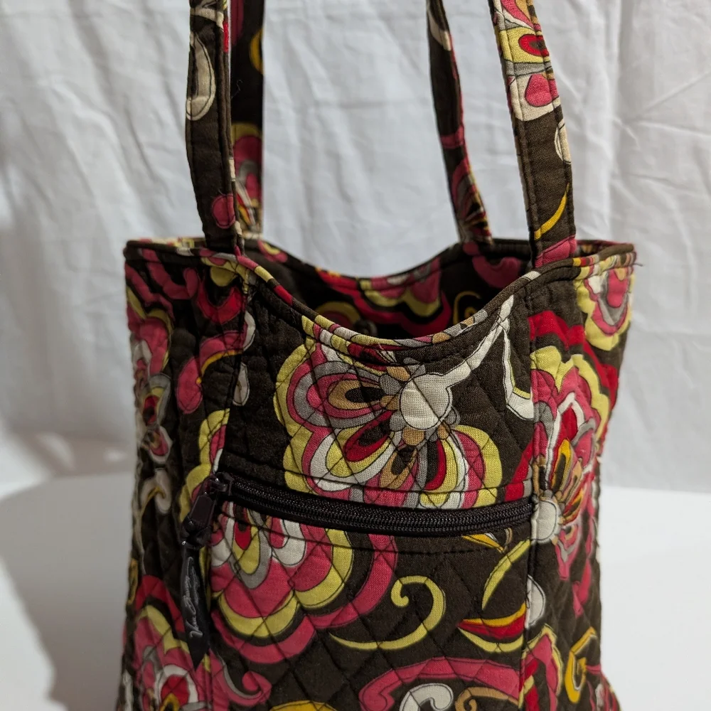 Vera Bradley Puccini Brown Red Flower Shoulder Bag Purse Tote Retired - Picture 15 of 15